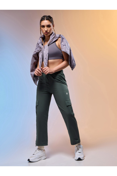 Technosport By Styli Women Solid Slim Fit Sports Cargo Track Pants