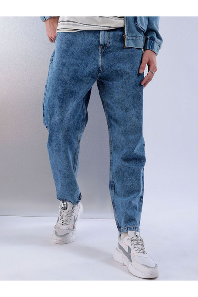The Indian Garage Co By Styli Men Blue Mid Rise Loose Fit Solid Jeans
