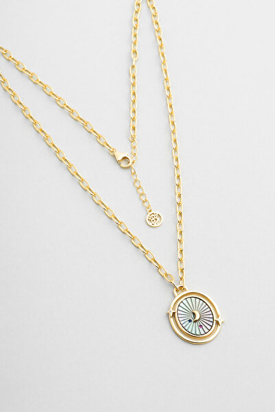 So CHIC... Büyülü Gece 18 Ayar Sarı Altın Kaplama 44 Cm Gümüş Zincir Kolye