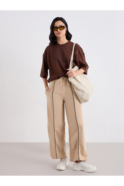 Styli Slogan Print Oversized Longline T-Shirt