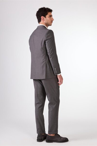 Dufy Gri Erkek Düz Mono Yaka Takım Elbise