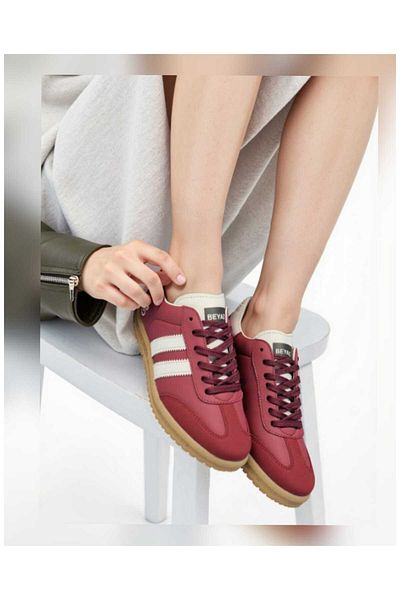 BS BEYAZ SHOES Unisex Side Stripe Lace-Up Walking Sneakers