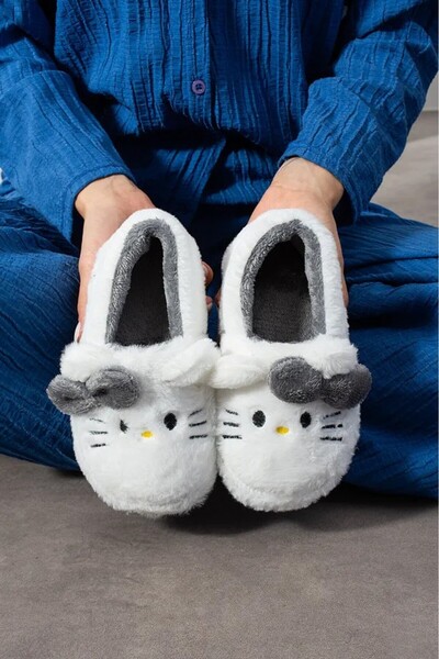 Jackers Hello Kitty Figured Soft Furry Women's Plush Slippers Home Slippers