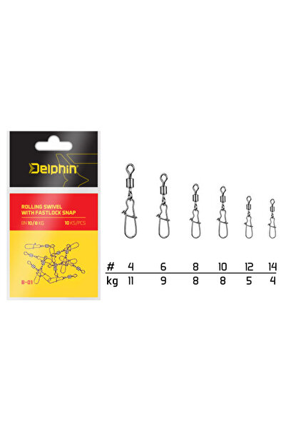 DELPHİN Vartej cu Agrafa Fastlock Swivel B-01 10 buc/plic