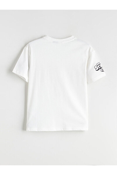 LC Waikiki Μπλουζάκι για αγόρια με στάμπα Brawl Stars με λαιμόκοψη LCW Kids Ecru W5J155Z4