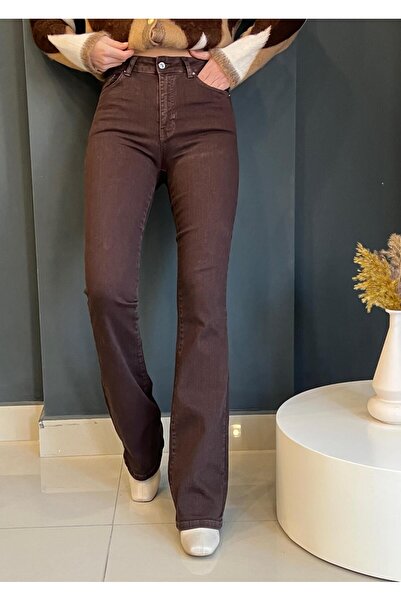 Şulenin Butiği Kahve İspanyol Paça Toparlayici Pantolon