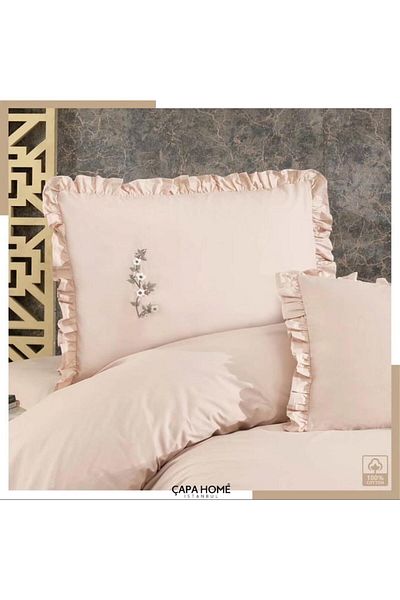 Çapa Home Çapa Home Double Personal Duvet Cover Set with Embroidered Ruffles