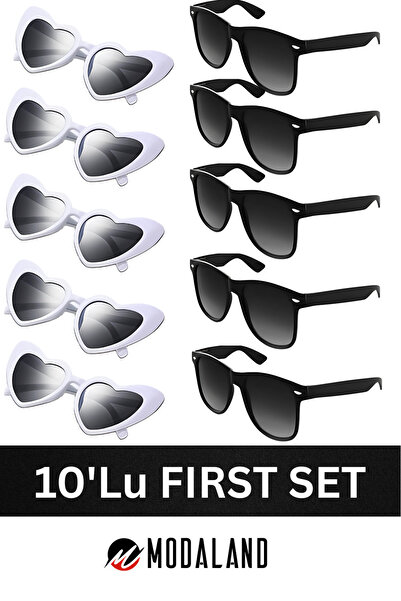 ModaLand KALPLI GELİN DAMAT NEDİME GÜNEŞ GÖZLÜĞÜ 5 ÇİFTLİ 10'LU SET DÜĞÜN NİŞ...