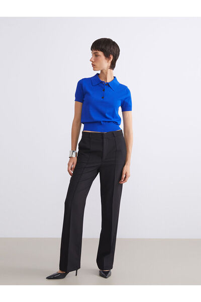 LC Waikiki Black Standard Fit Flared Women's Trousers