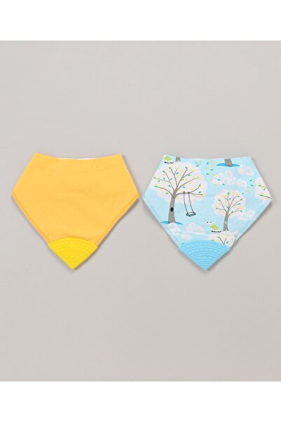 Fab N Funky Animal Print Cotton Bibs with Teether, Soft Snap Closure, Crumb Catcher - Pack of 2 Multicolor