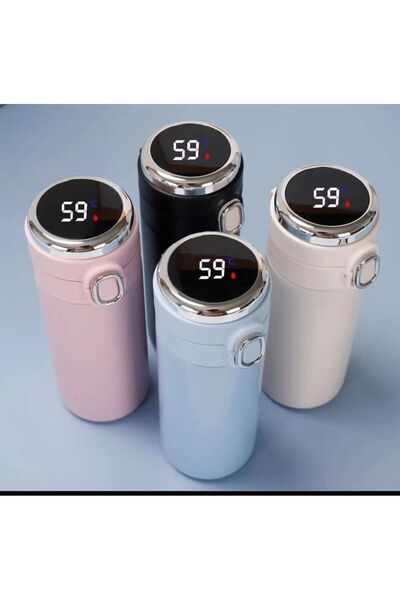 ModAras Stainless Cream Thermos with Steel Digital Display Lock Cover 420 ml - Cream - Arassdivjtierv5753-Cream