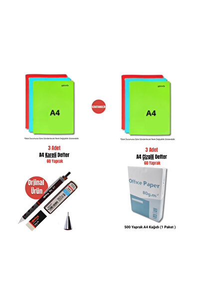 uzaktangelir Original Rotring Tikky 0.7mm 3-Piece School Set + A4 Notebook Set