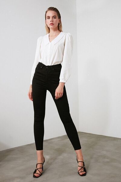 beeke Pantaloni skinny Anastasia Simsiyah Yüksek (TOPARLAYICI)