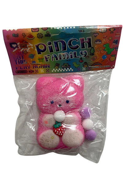 yumurcakstore Ayıcık figürlü taba sukuşi squishy stres oyuncağı yumuşacık jel oyuncak skuşi pembe tüylü