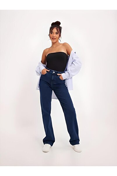 beeke Navy Blue Straight Fit Jean Women's Power Women's High Waist Restorer (...