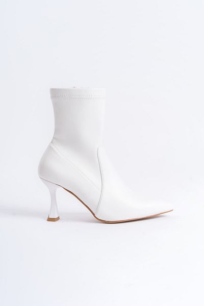 Zerenyus Luna Premium Women's Stretch Zipper Heeled White Boots