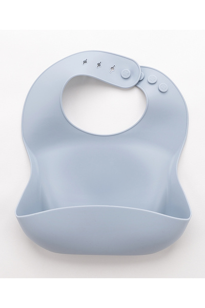 Fab N Funky Adjustable Spill Proof Silicone Baby Bib with Pocket - Blue