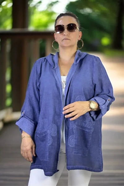 yagmurberen Pocket Hooded Folding Sleeve Detail Waist Extra Large Size Seasonal Thin Safari Jacket