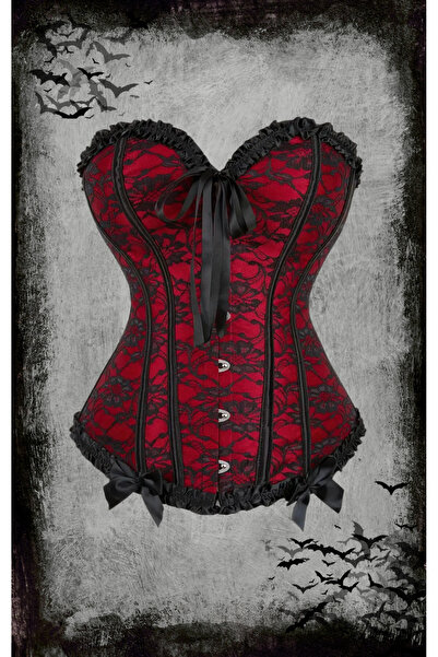 Mournbelle Gotik / Vintage / Victorian Stili Kurdele Detaylı Korse