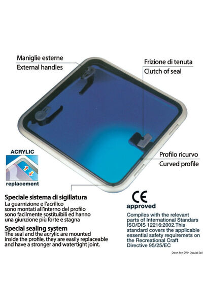 Lewmar Hatch with Low Profile Aluminum Frame