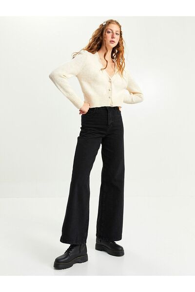 kleshus بنطلون جينز Nelson Fex Flowers Colorfast أسود من الليكرا واسع الساق ف...