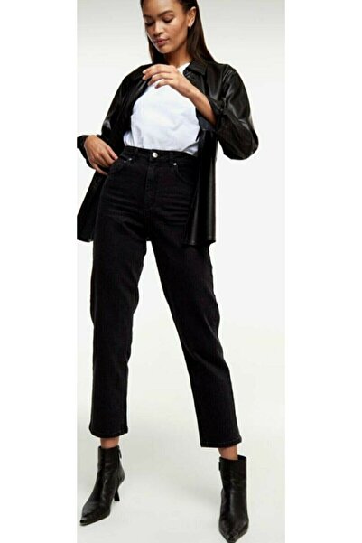 kleshus جينز جينز أسود للأم مع ليكرا عالي الخصر قابل للتمدد (قالب كامل)