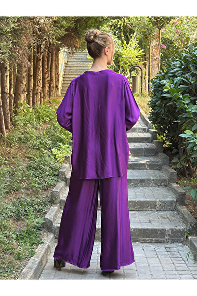 butikbanum Mor İtalyan Stili Özel Seri İpek Saten Takım