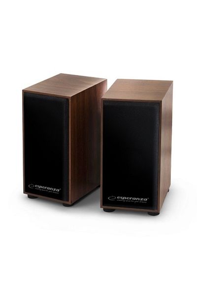 ESPERANZA Stereo USB Speakers for Laptop, Notebook, Desktop, or Other Devices, Cherry Wood Classic Design