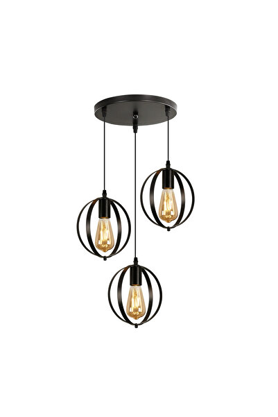 Elegant tealight Lampă suspendată din metal negru cu 3 becuri E27
