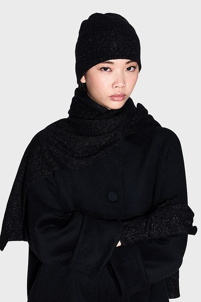 Armani Exchange Silvery Wool Blend Knitted Beanie Beret Xw001519 Af16181 Mc026