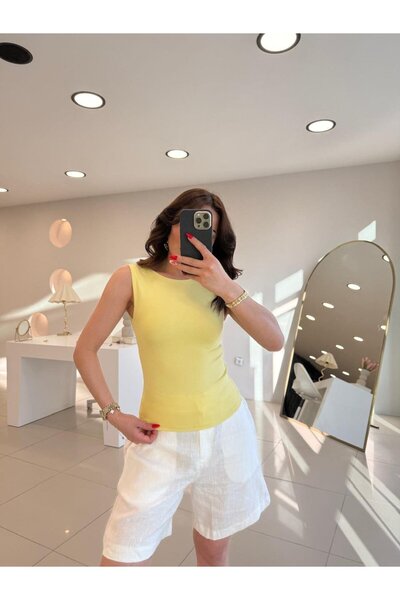 Şulenin Butiği KOLSUZ BİSİKLET YAKA ATLET SARI