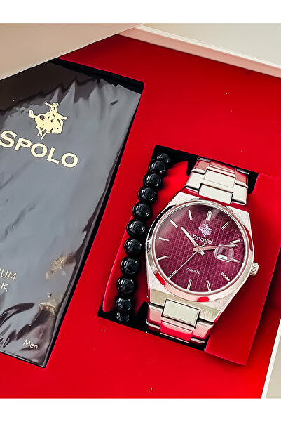 S.POLO KUTULU HEDİYELİK ERKEK KOL SAATİ 50ML PARFÜM BİLEKLİK BABALAR GÜNÜ HED...