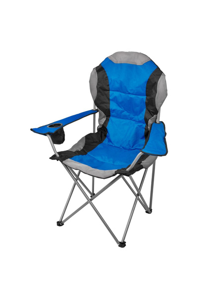 SGTT Scaun de pescuit sau camping, cu cană sport, 80x50x105 cm, material textil, albastru, husă de transport