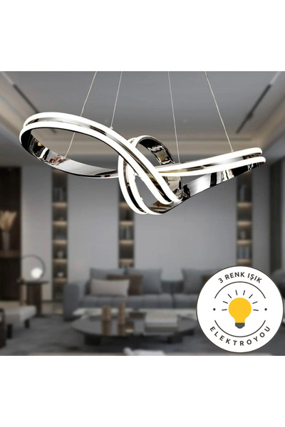 Elektroyou Papyon Krom Kaplama 3 Renk Ledli Modern Özel Tasarım Sarkıt Led Avize