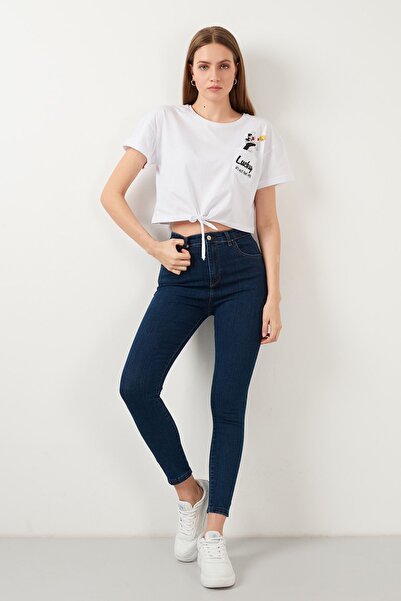 kleshus Γυναικείο παντελόνι με συρρικνωμένο πόδι, λεπτή εφαρμογή, ψηλόμεσο, π...