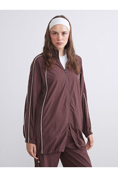 LC Waikiki Brown Mock Neck Oversized Women's Raincoat