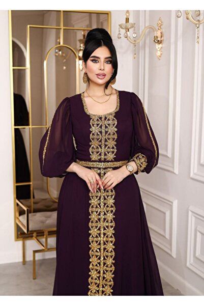 ZENABİYEM Zena Fashion Nakış İşlemeli Kare Yaka Yöresel Abiye