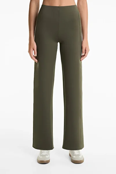 Oysho Neoprene-effect straight-leg trousers