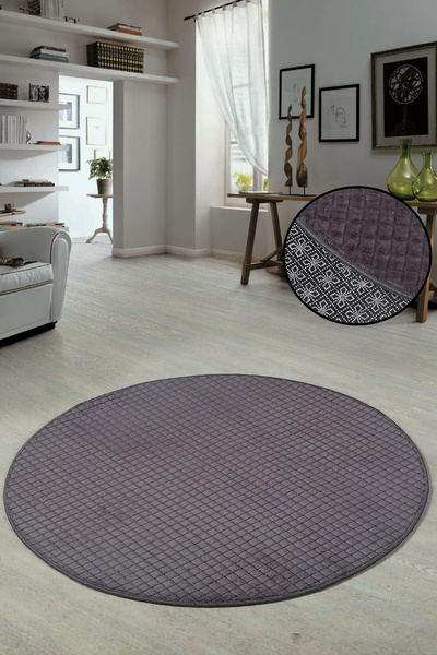 Bestekar Luxsquare Antrasit Yuvarlak Lüks Kaymaz Tabanlı Yumuşak Yıkanabilir ...
