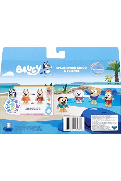 bluey S13 COLOR CHANGE FIGURE 4PACK WATER PARK BINGO & FRIENDS EXCLUSIVE