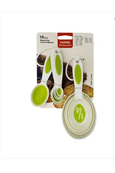 Generic طقم أكواب وملاعق قياس من ١٠ قطع | أدوات مطبخ للخبز، أدوات قياس للطهي