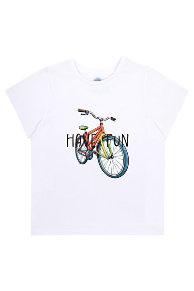 Mavipink Erkek Çocuk Pamuklu Bisiklet Baskılı Tişört ve Yeşil Şortlu Takım