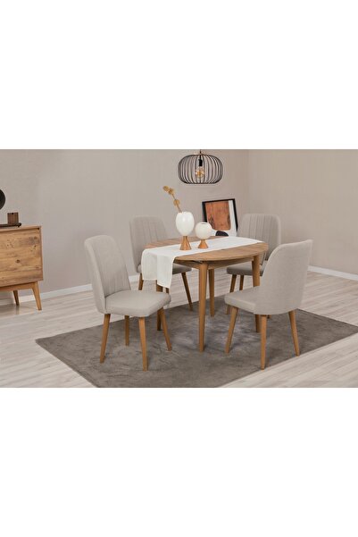 Vivense VİNA AÇILIR YUVARLAK MUTFAK MASA TAKIMI, ATLANTİK KREM