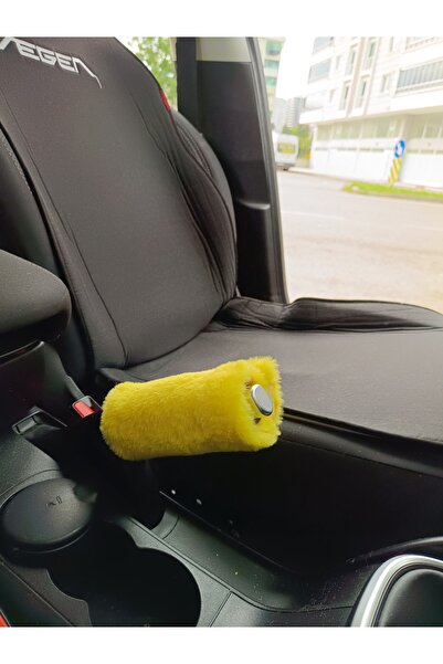 Oto Aksesuarcım Soft Furry Plush Fur Handbrake Ornament Yellow