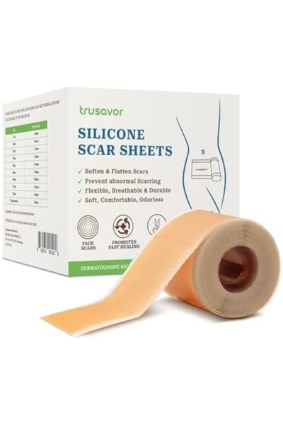 Trusavor Silicone Scar Sheets from Trusavor, Medical Grade, Flexible, and Breathable, 4cm x 3m Roll for Scar