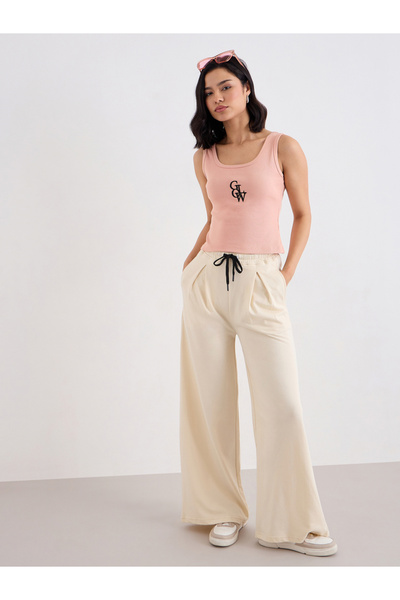 Styli Embroidered Ribbed Tank