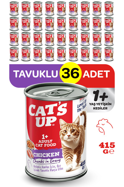 Cat's Up Cats Up Yaş Yetişkin Kedi Maması Tavuklu 415gr 36Lı