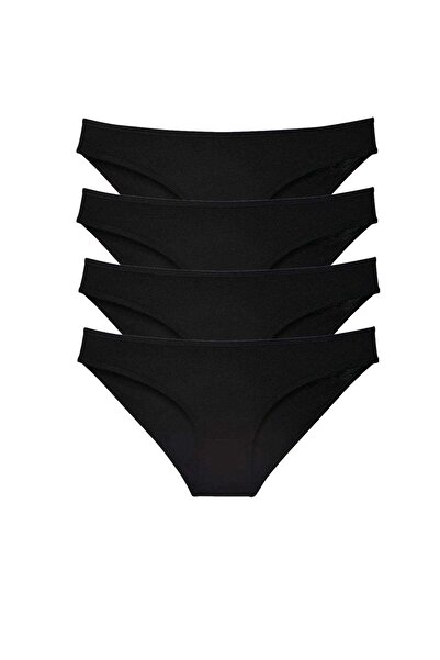 No8 Home 4 Pieces Super Eco Set Lycra Women's Slip Panties Black
