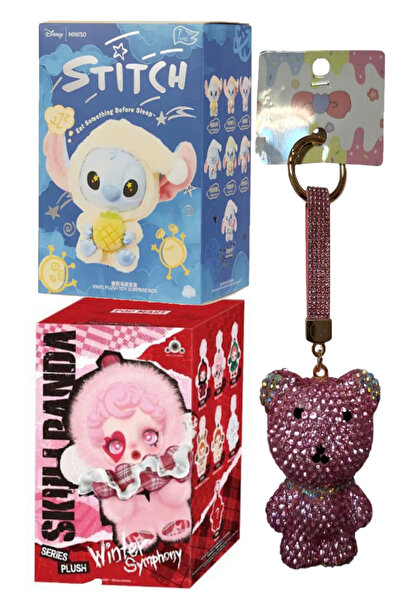 Pofika Skullpanda Labubu 1 Adet+Stitch Koala 1 Adet Sürprize Paket+Ayıcık Cha...