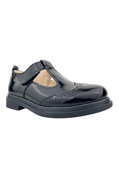 Nubebe Thick Sole Pole Thomas Heel School Shoes Black Patent Leather